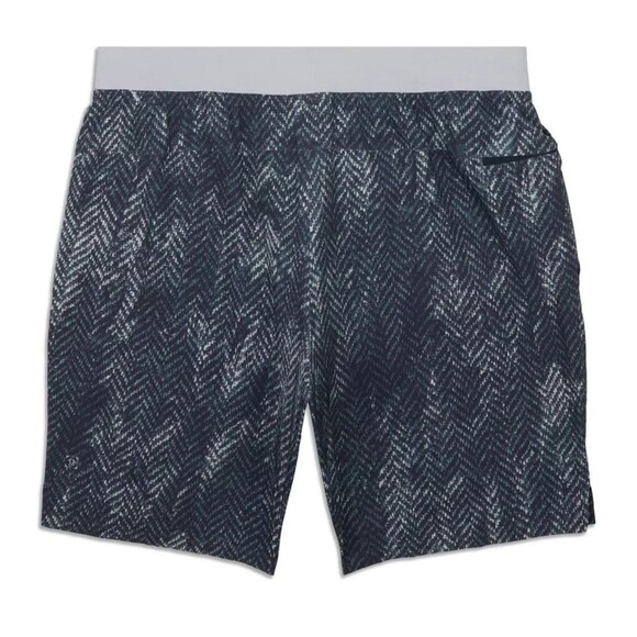 LULULEMON Grey Black T.H.E. Shorts 9" Lined Bleached Herringbone Mens Size Small - Picture 1 of 9
